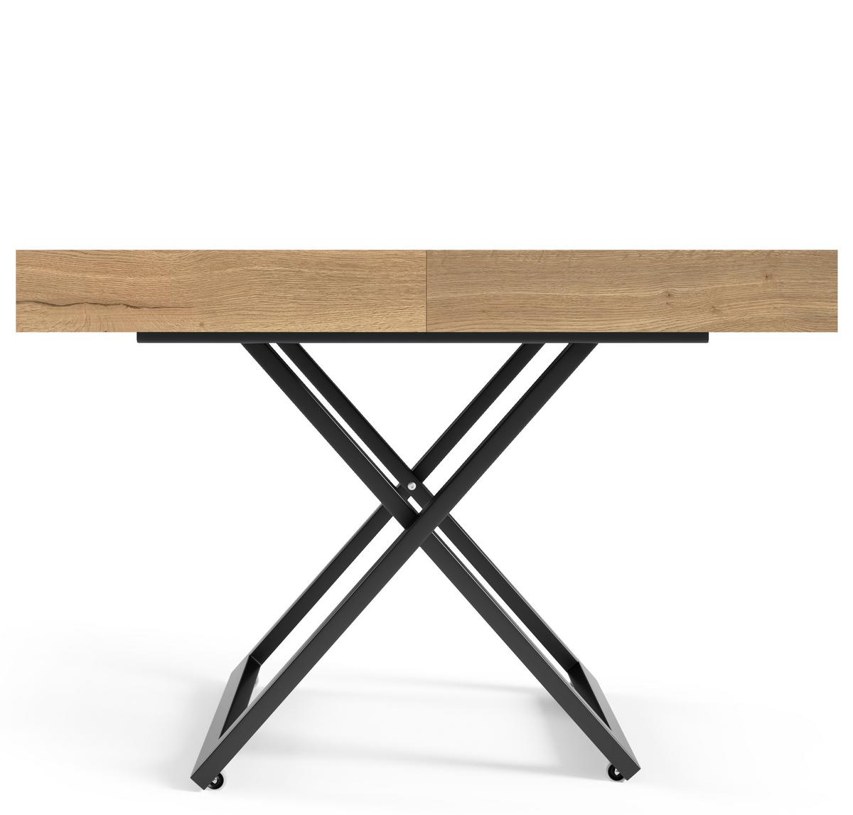 ESSTISCH UND COUCHTISCH IN EINEM Elano Halifax Eiche - Hellbraun/Schwarz, Holz/Metall (80/200/80cm) - S-Style Möbel