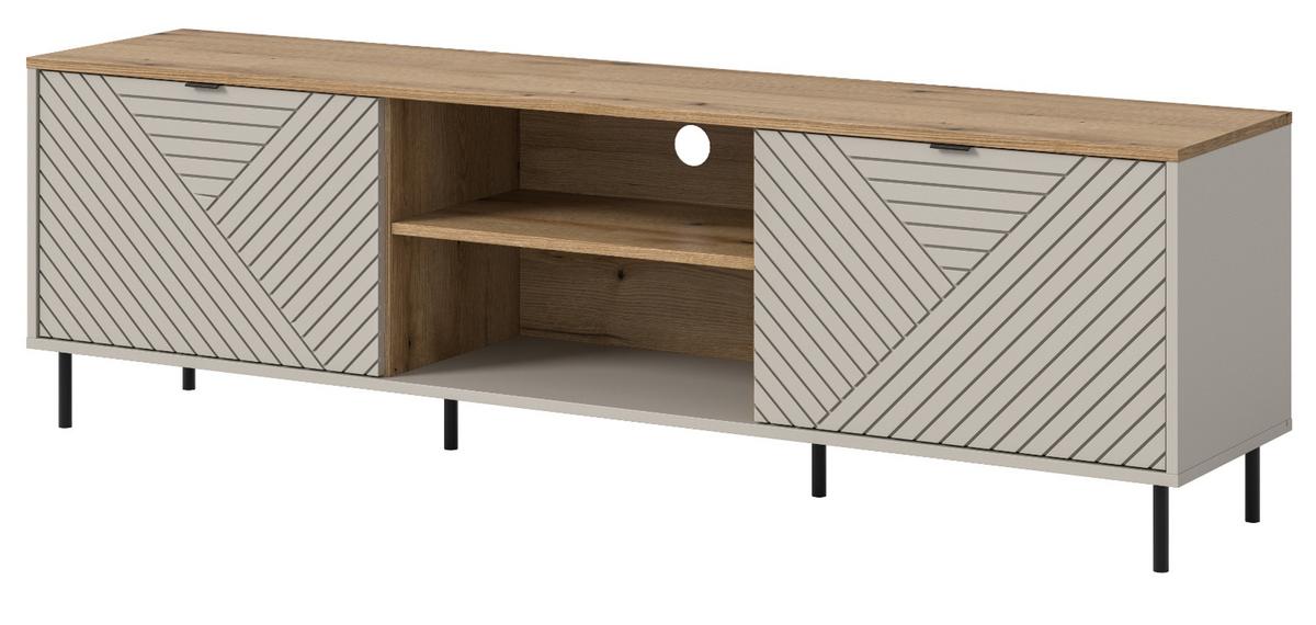 TV-LOWBOARD Kaschmir, Evoke Eiche 184 x 55 cm, TV Unterteil in modernem Design - Kaschmir/Eichefarben, Holzwerkstoff/Metall (184/55/40cm) - Inn.Furn