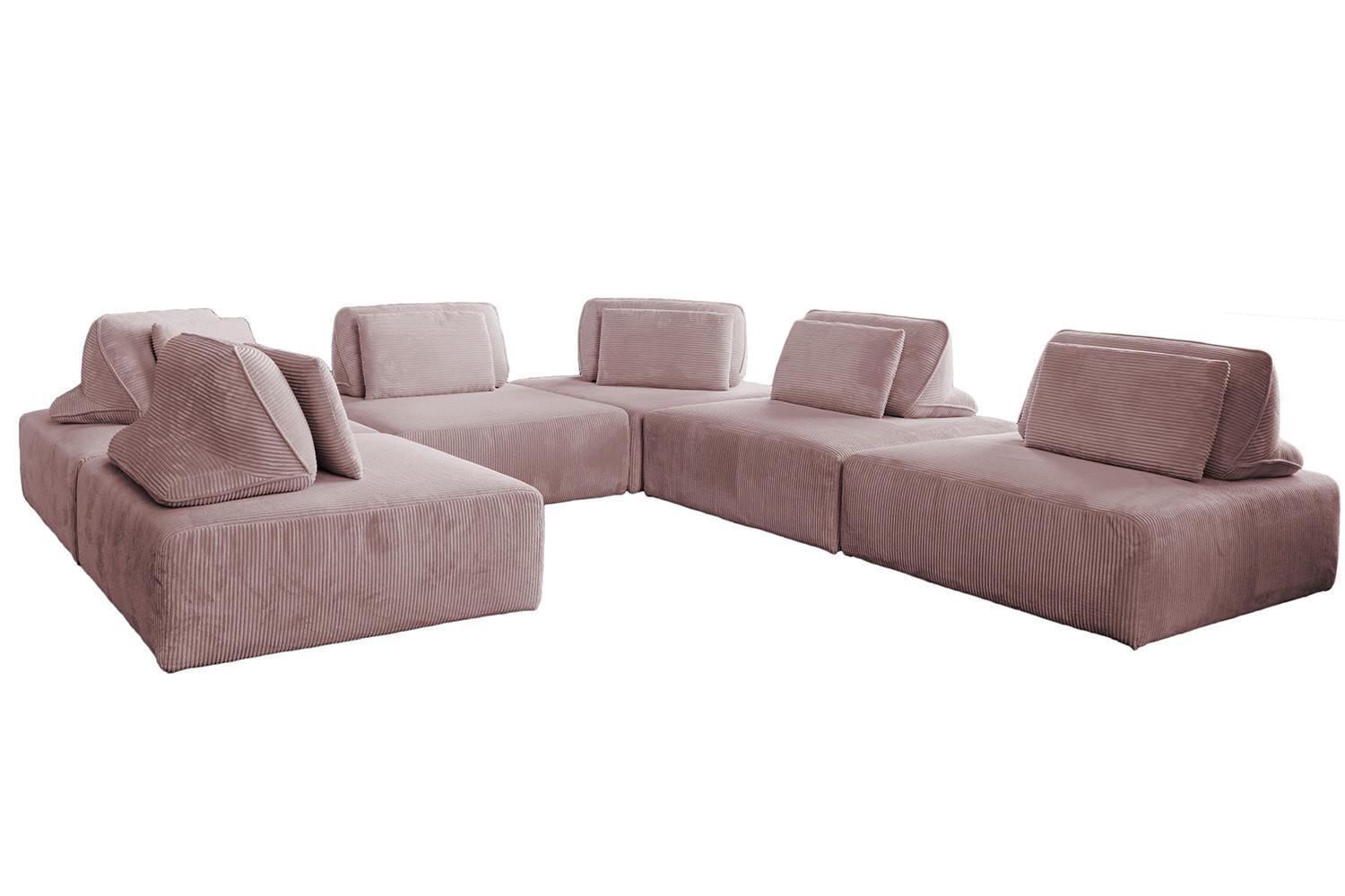 MODULSOFA WIOLO SOFT 6 MODULE 6 KISSEN Pink Cord - Schwarz/Rosa, Kunststoff/Textil (333/84/333cm) - KAWOLA