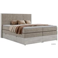 BOXSPRINGBETT DELNOR KING 160/200 - Greige Stukture - Topper Visco - H3 - Greige/Schwarz, Kunststoff/Textil (160/200cm) - MKS