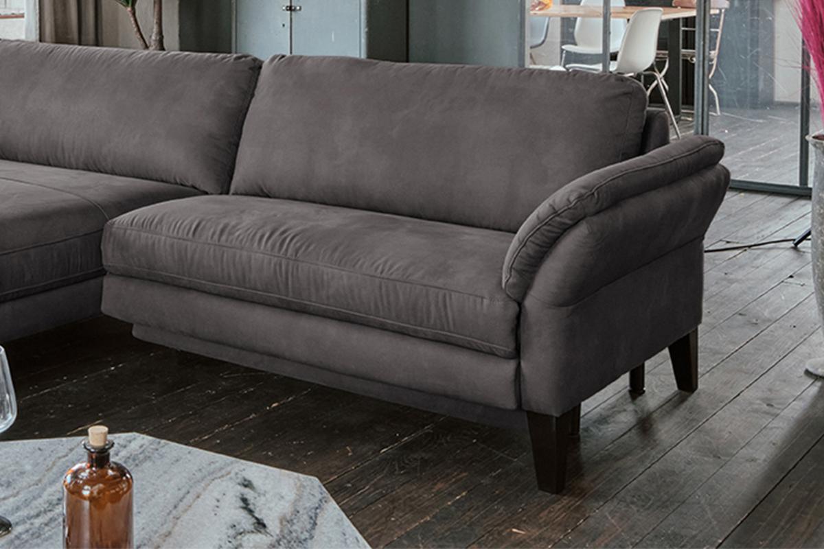 ECKSOFA MALTA Anthrazit Webstoff - Anthrazit/Schwarz, Buchenholz/Textil (302/175cm) - KAWOLA