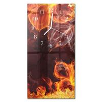 WANDUHR aus Glas 30x60 cm - Blumen des Feuers - Orange, Glas (30/60/0.4cm) - TULUP