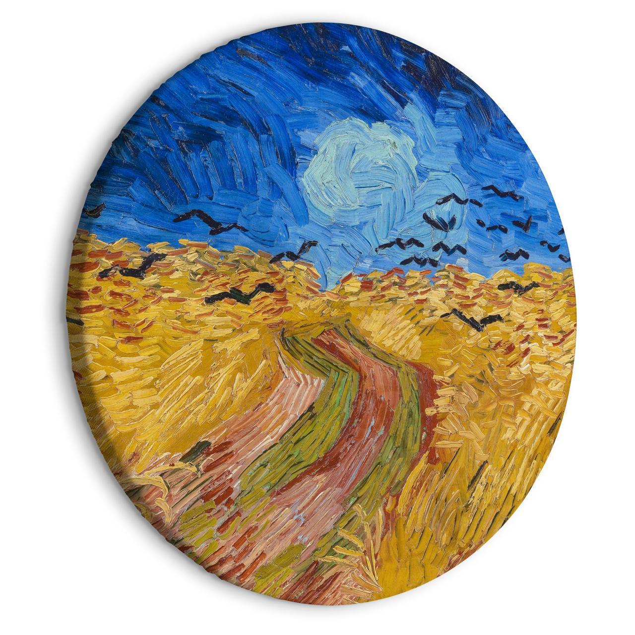 RUNDES BILD Gelb 40/40 cm - Blau/Gelb, Textil (40/40cm) - KUNSTLOFT