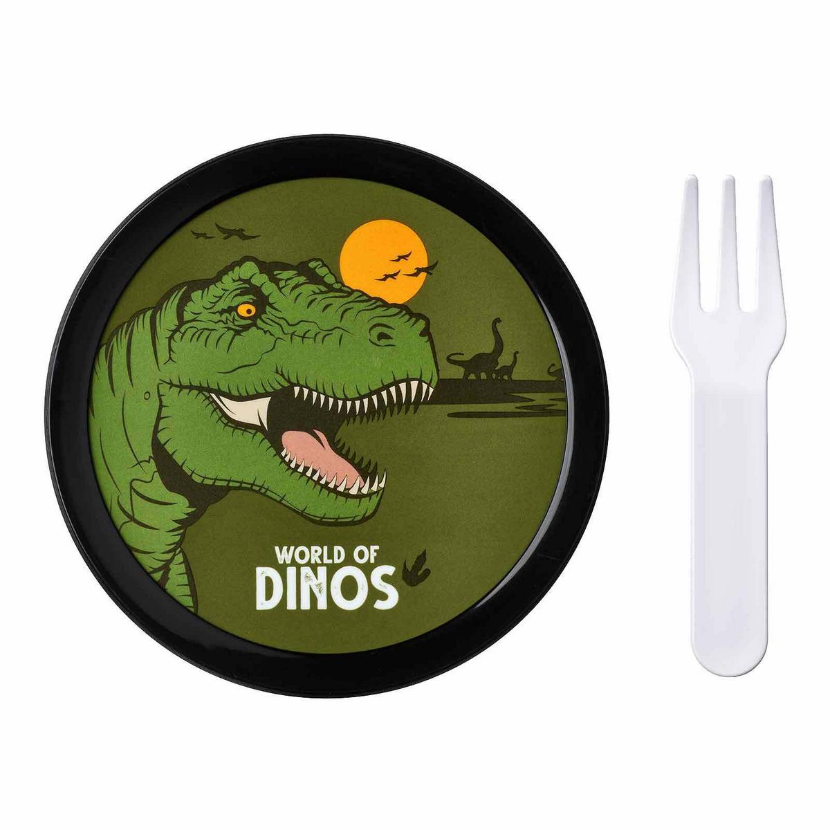 FRUCHTBOX MIT GABEL Campus Dino 300 ml - Dunkelgrün, Kunststoff (6.7/10.4/6.7cm) - Mepal