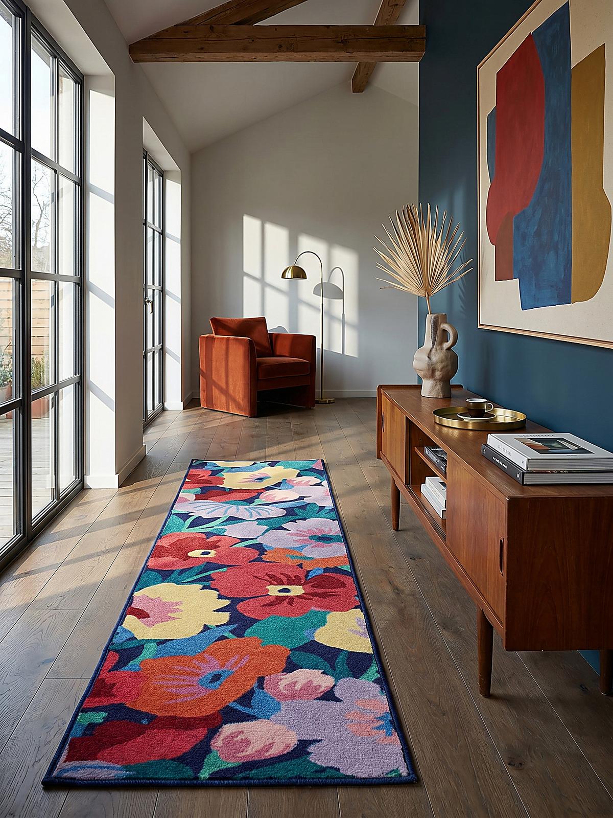 WOLLTEPPICH DAHLIA, floral, Bunt, 80 x 300 cm - Multicolor, Textil (300/80cm) - KADIMA DESIGN