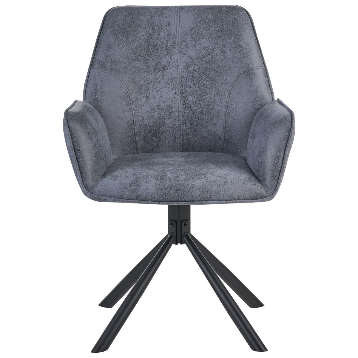 ESSZIMMERSTUHL 2er-Set drehbar Kunstwildleder Grau Warner - Grau, Textil (63/94/58cm) - Beliani