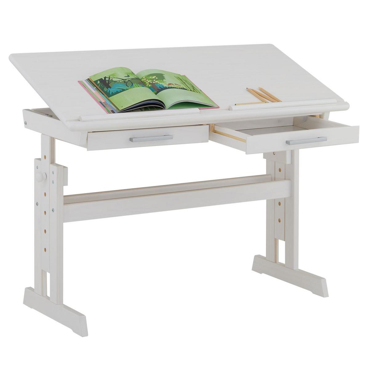 KINDERSCHREIBTISCH OLIVIA - Weiß, Holz (109/130/55cm) - IDIMEX