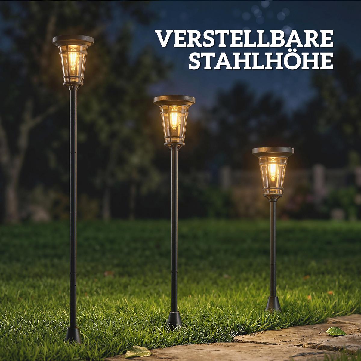 SOLARLATERNE 2ER-SET aus ABS, Edelstahl Schwarz - Schwarz, Metall (23.5/23.5/180cm) - Outsunny
