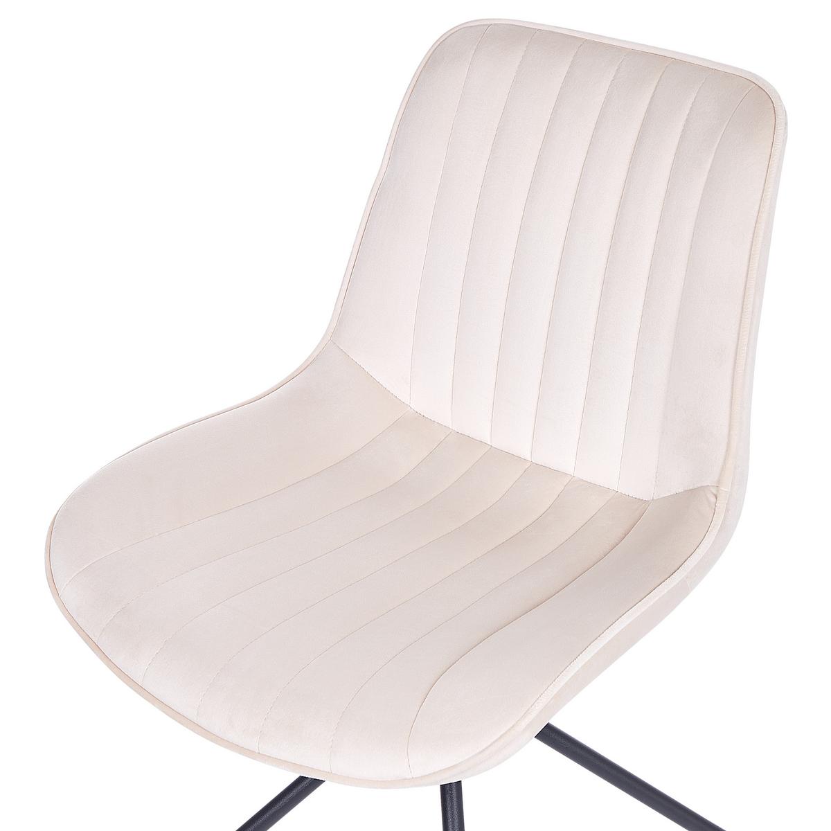 ESSZIMMERSTUHL 2er-Set Samtstoff Beige Navasota - Beige, Textil/Metall (47/83/62cm) - Beliani