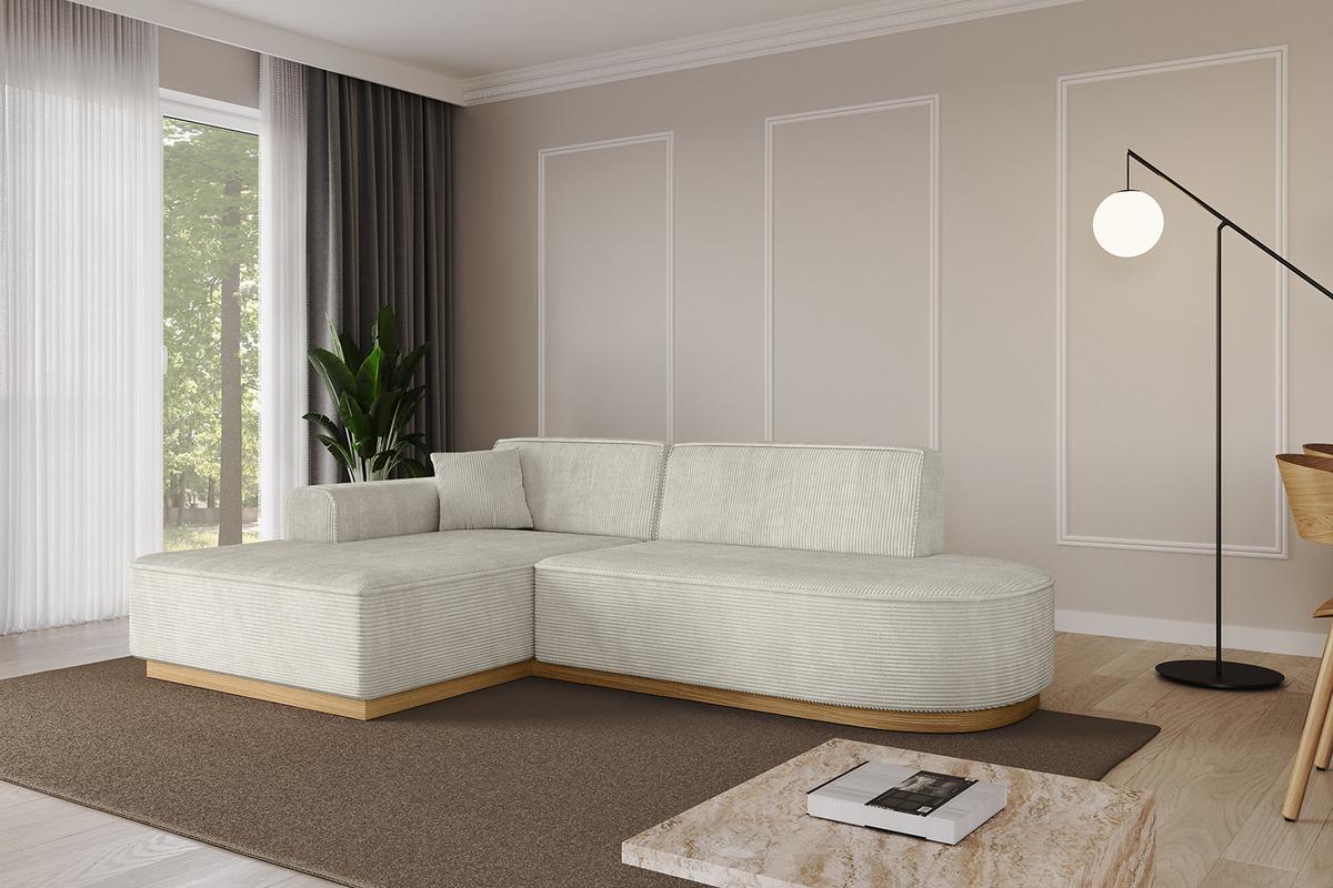 ECKSOFA Ottomane Links IREA-L1-v2 - 232x165x80 cm Creme - Ecru/Creme, Holzwerkstoff/Textil (232/165cm) - ALTDECOR