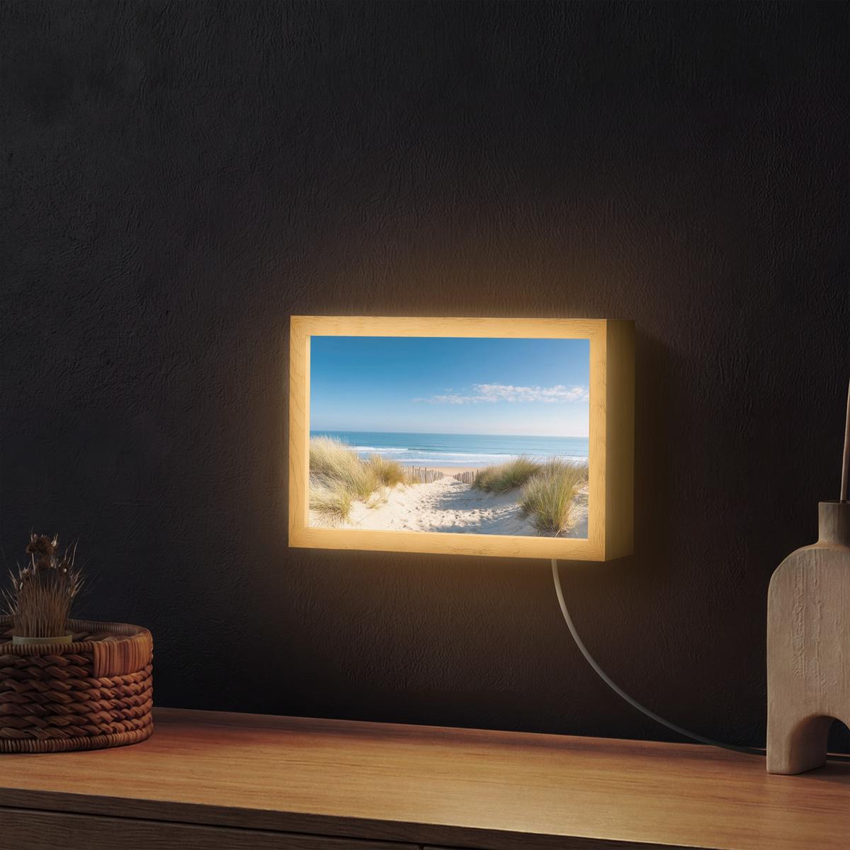 WANDLEUCHTE Strand - Meer - Düne - Sand - Sommer 30x20 cm - Sandfarben, Holzwerkstoff (30/20/8cm) - OnlyWow