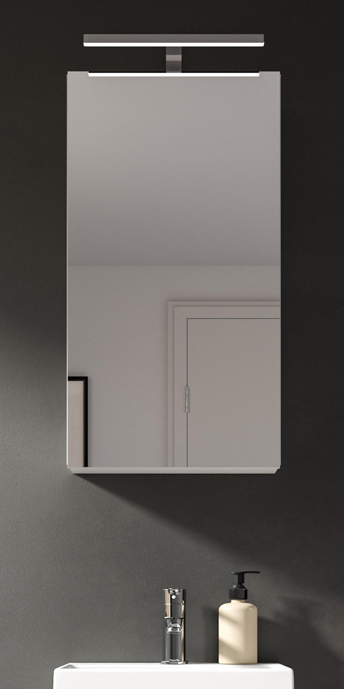 SPIEGELSCHRANK weiß 38 x 77 cm, Badschrank 1-türig mit Spiegel - Weiß, Glas/Holzwerkstoff (38/77/18cm) - Inn.Furn