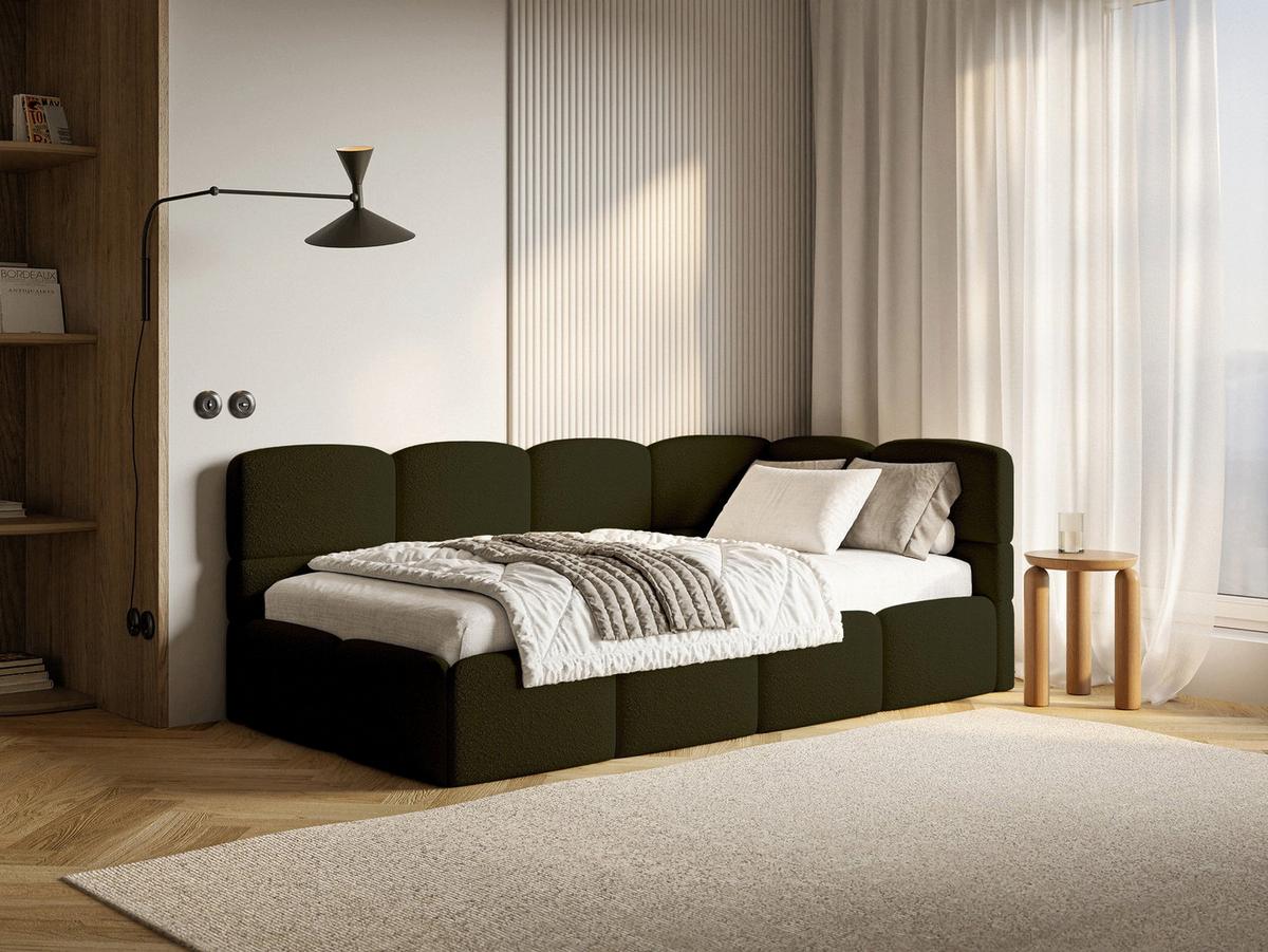 JUGENDBETT Cloudy Olivgrün 120 cm, Bouclé - Schwarz/Olivgrün, Kunststoff/Textil (120/200cm) - Selsey