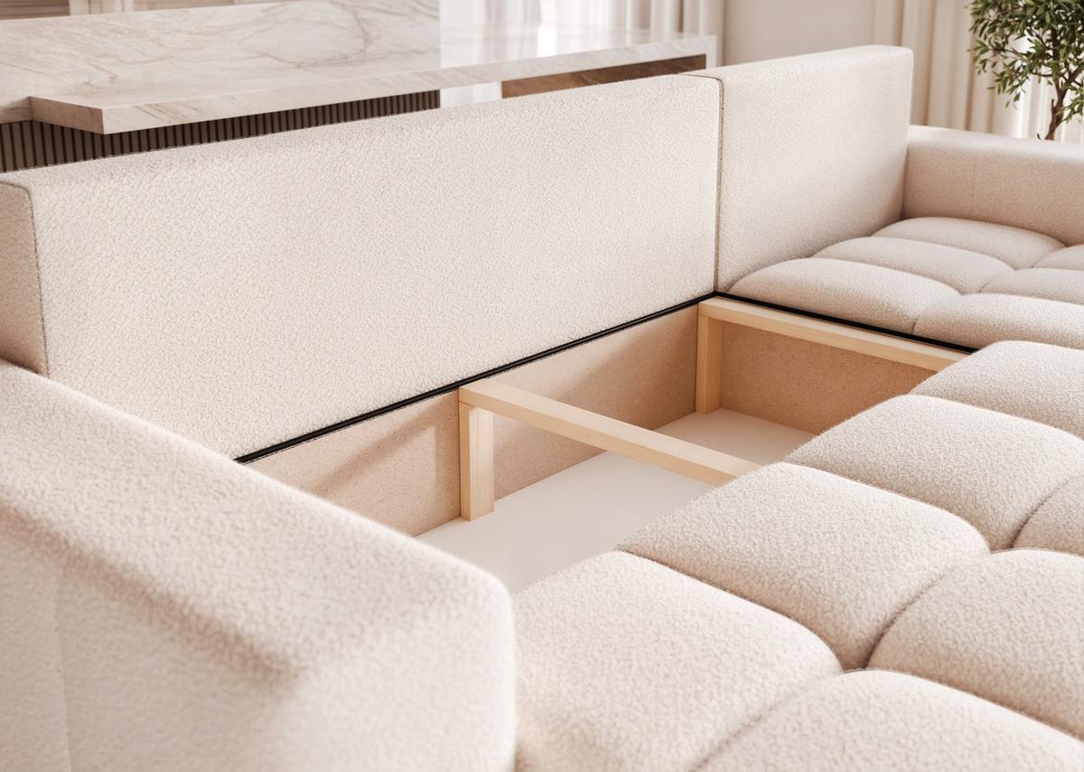 ECKSOFA OFI mit Schlaffunktion und Bettkasten Creme - Creme, Holzwerkstoff/Kunststoff (248/145cm) - Idohome