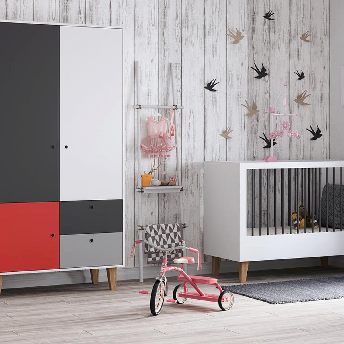 BABYKLEIDERSCHRANK Concept rot - Rot, Holzwerkstoff (103.5/201.5/55cm) - Petits-meubles