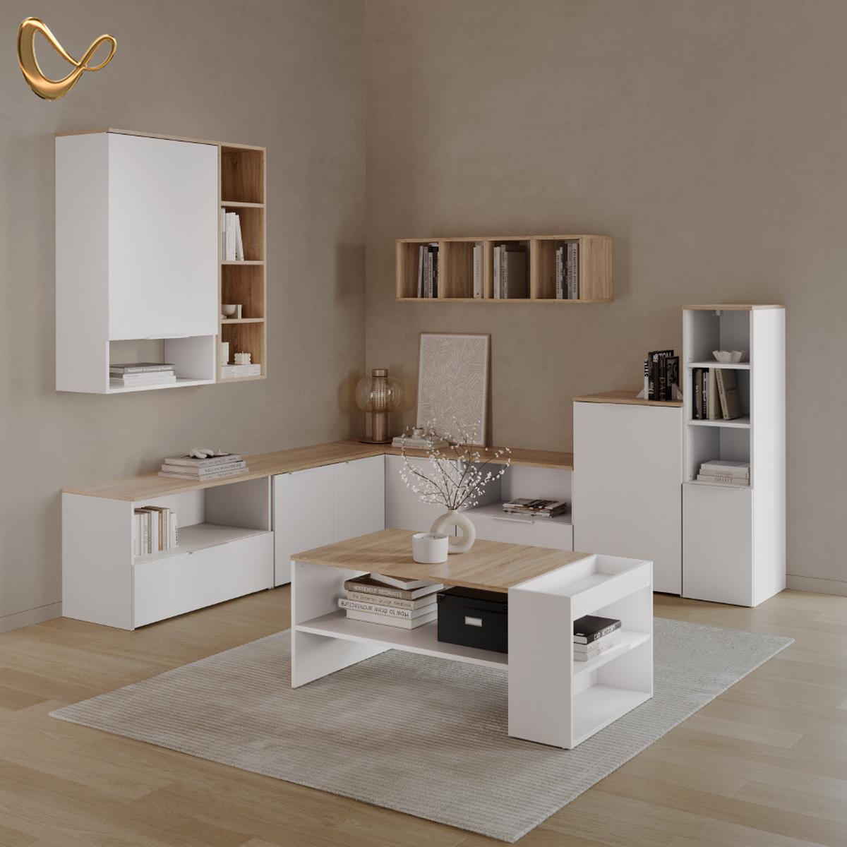 KOMMODE Piave Weiß/Sonoma mit klappe - Weiß/Sonoma Eiche, Holzwerkstoff (60/50/40cm) - Livinity®