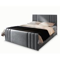 BOXBETT KANES 140x200 cm mit Matratze und Topper - Hellgrau - Hellgrau, Holz (140/200cm) - MASSENO