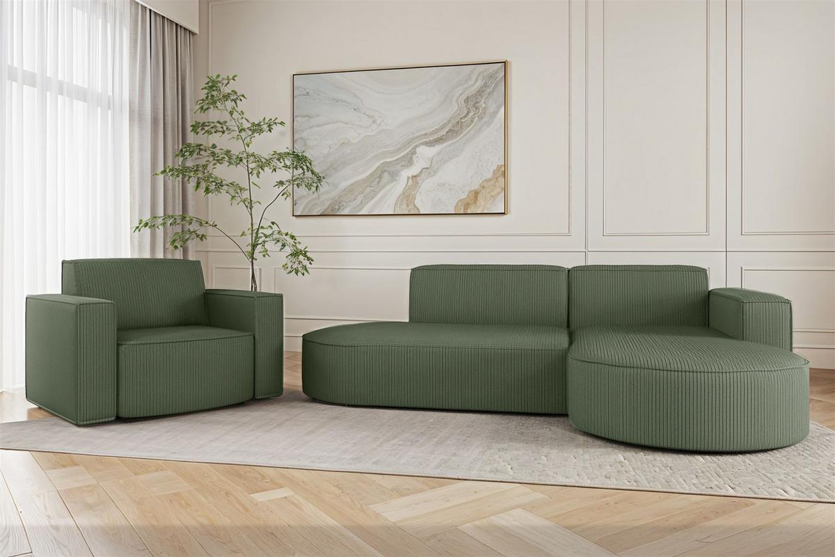 SOFASET Palma In Scala - Grün, Holzwerkstoff/Textil (236/78/165cm) - Fun Möbel