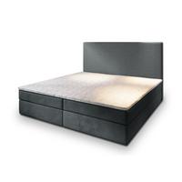 BOXBETT GIARRO 200x200 cm mit Matratze und Topper, H2+H3 - Grau - Grau, Holz (200/200cm) - MASSENO