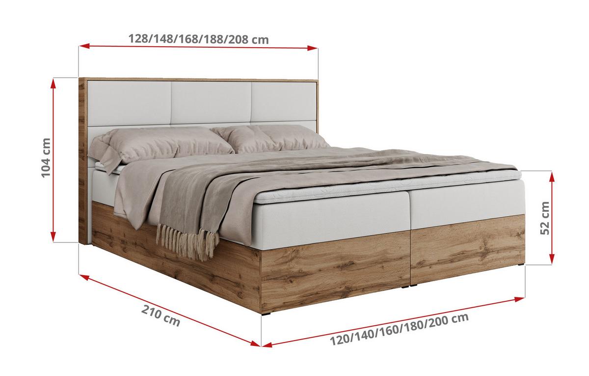 BOXBETT ALBERO 2 - 140/200 Weiß Kunstleder - H4 - Weiß, Holz/Textil (140/200cm) - MKS