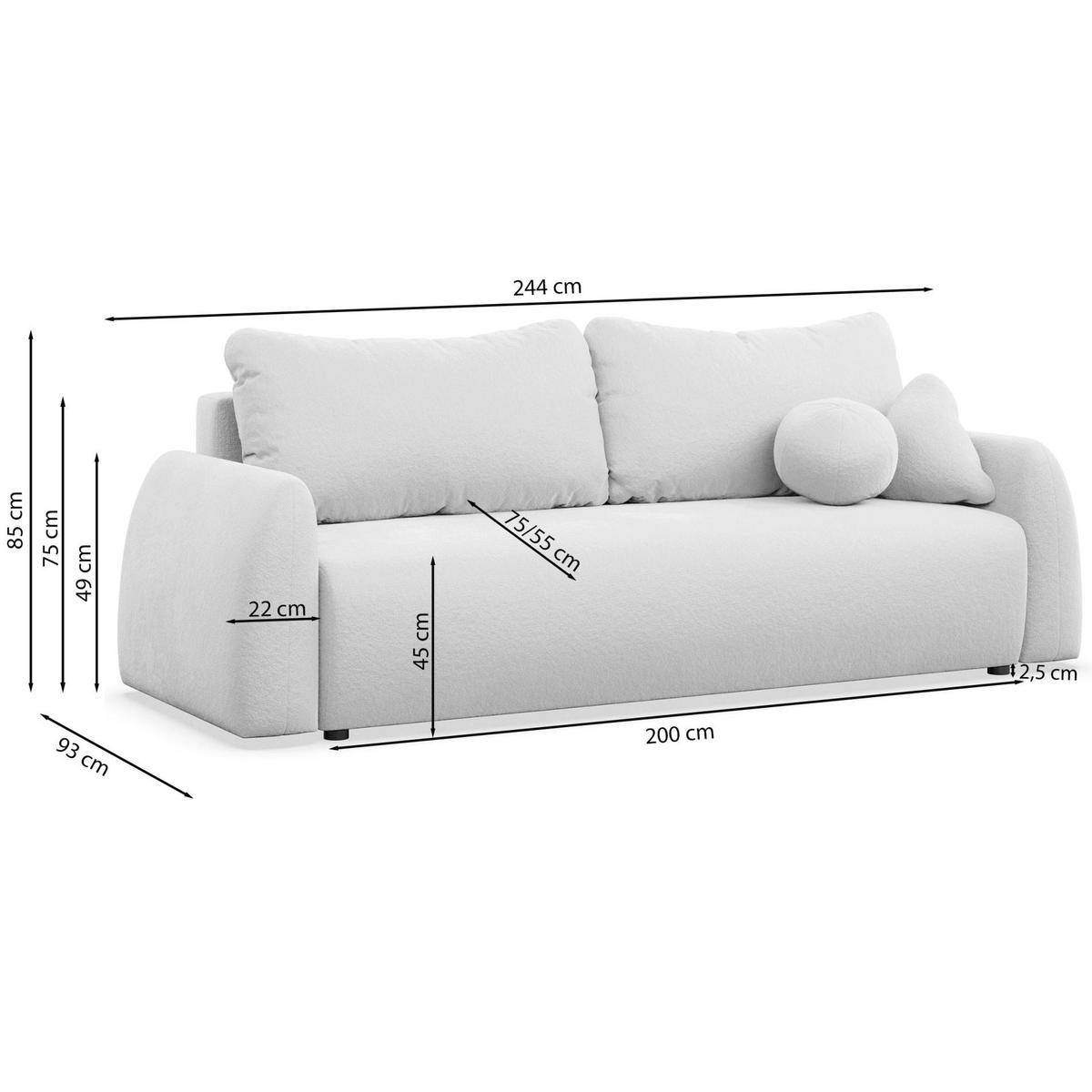 3-SITZER SOFA Nubelle dunkelblau Chenille-Bezug, wasserabweisend - Schwarz/Dunkelblau, Kunststoff/Textil (244/85/93cm) - Selsey
