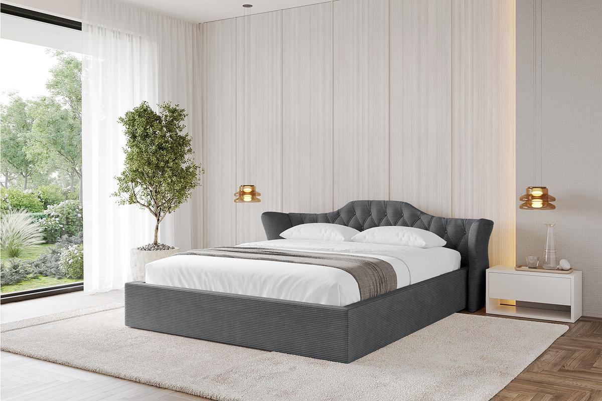 POLSTERBETT mit Bettkasten und Lattenrost, Boxbett ohne Matratze - ZORAN-V1 120x200 Dunkelgrau - Anthrazit, Holzwerkstoff/Textil (120/200cm) - ALTDECOR