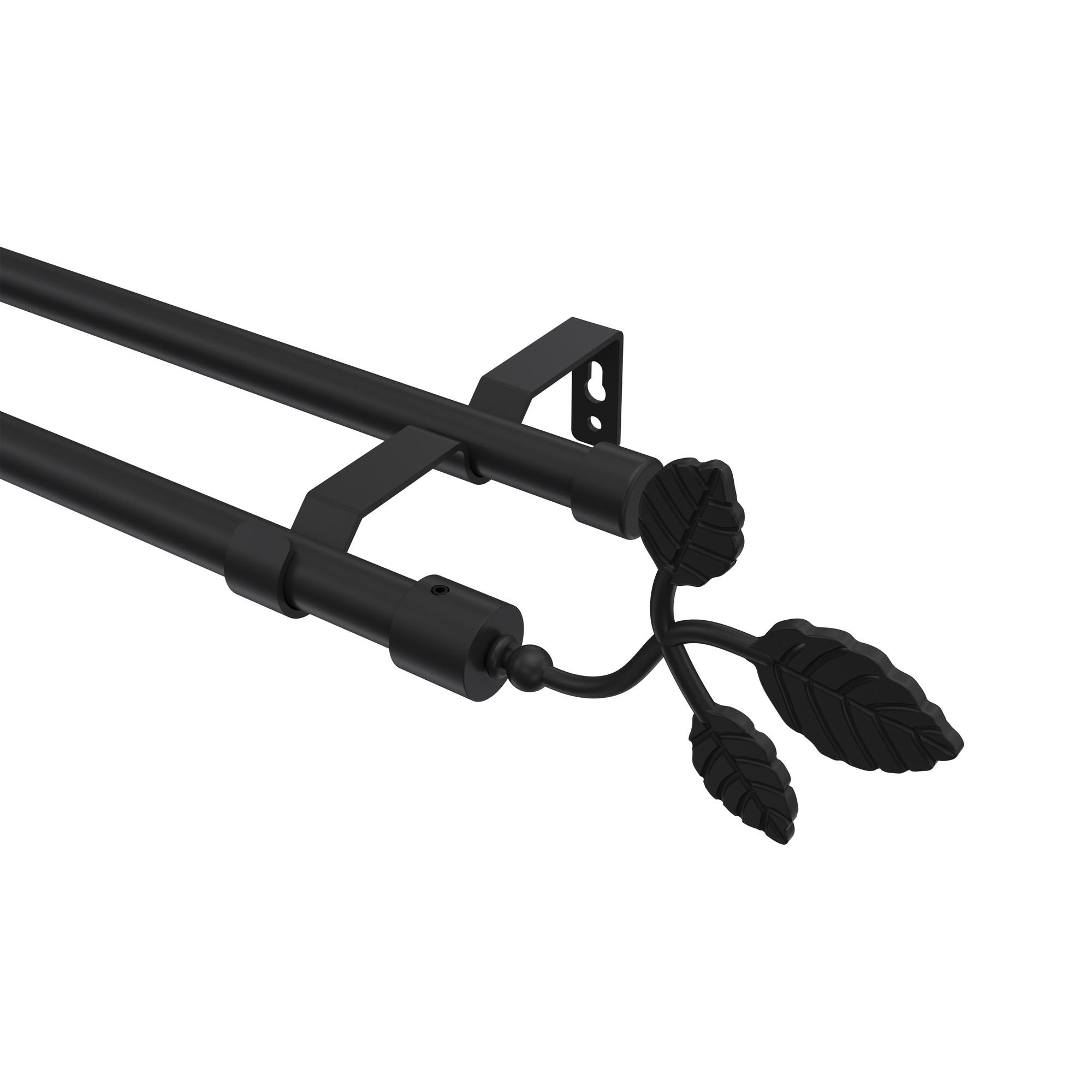 GARDINENSTANGE Olymp Alessia 240 cm (geteilt in 2 x 120 cm), 2-läufig (ohne Ringe), 16 mm Ø Schwarz - Schwarz, Metall (240cm) - INTERDECO