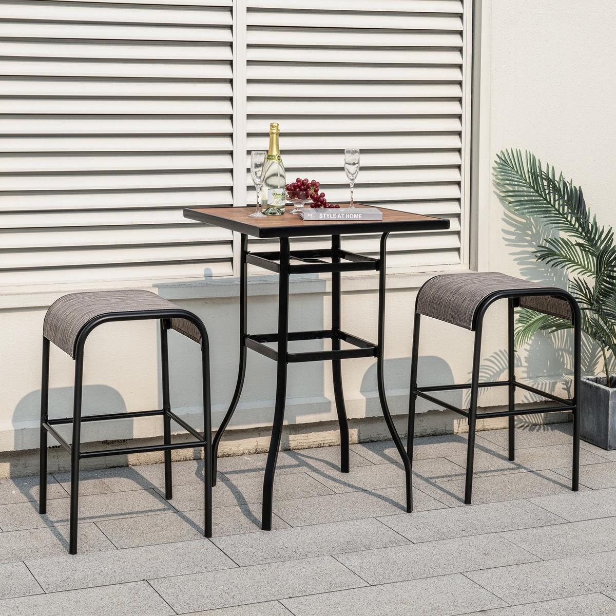 BARHOCKER Kaffee(2er-Set) - Braun, Metall (47/76/47cm) - COSTWAY