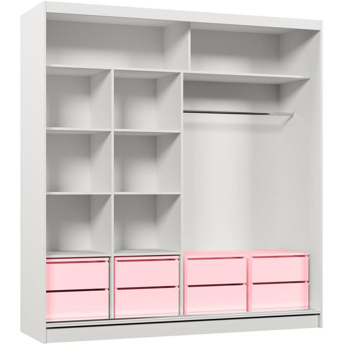 SCHWEBETÜRENSCHRANK Gaja 200/216/61 schwarz mit Spiegel und Schubladeneinsätze - Schwarz, Holzwerkstoff (200/216/61cm) - Beautysofa