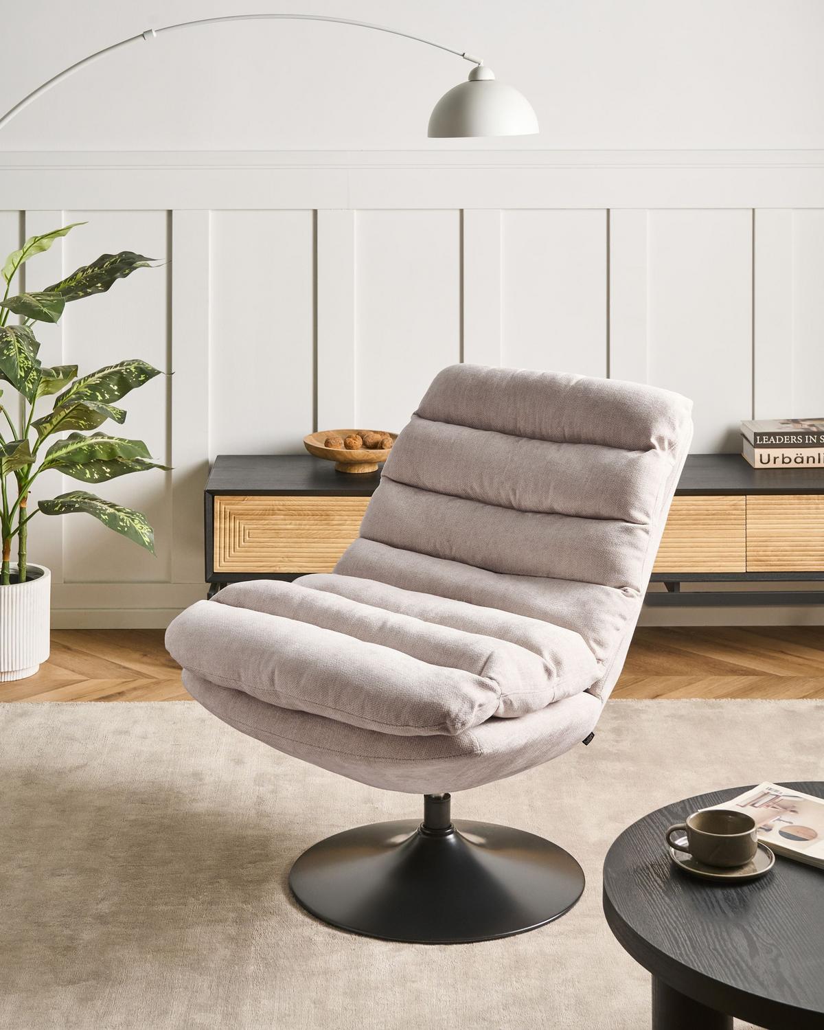 DREHSESSEL Hellbeige Hovet - Beige, Textil (60/90/90cm) - Beliani