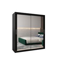 SCHWEBETÜRENSCHRANK 200/180/62 2-türig - Silberfarben/Schwarz, Holz/Kunststoff (180/200/62cm) - MÖBEL KRYSPOL