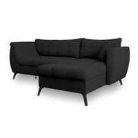 ECKSOFA MOLLIS Schwarz Geflochtener-Stoff mit Schlaffunktion - Schwarz, Holz (241/154cm) - MASSENO