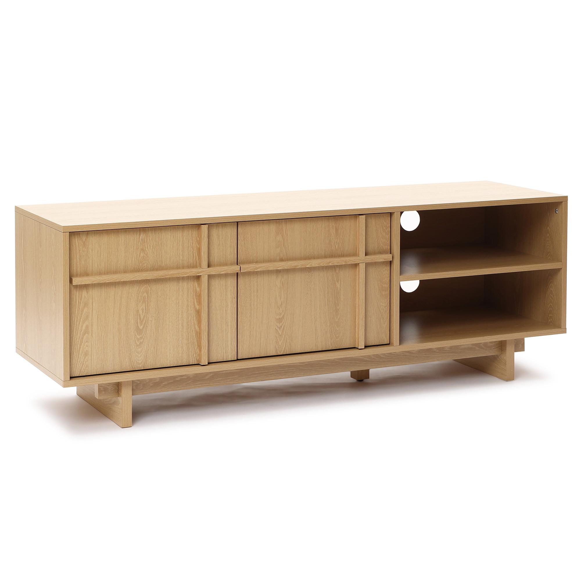 TV-SCHRANK im modernen skandinavischen Stil, TV-Lowboard mit 2 Türen & 2 Ablagen,Holzoptik | B140 x T40 x H50 cm - Braun, Holzwerkstoff (140/50/40cm) - Hometopia