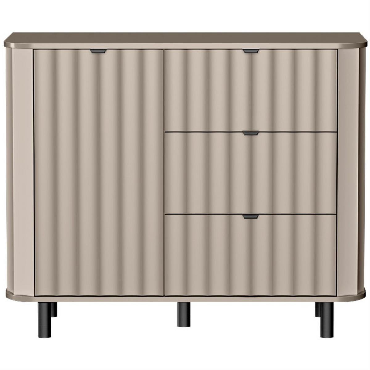 KOMMODE Nevada mit drei Schubladen 118 cm Taupe - Taupe/Schwarz, Holzwerkstoff/Metall (118/91/41cm) - Beautysofa