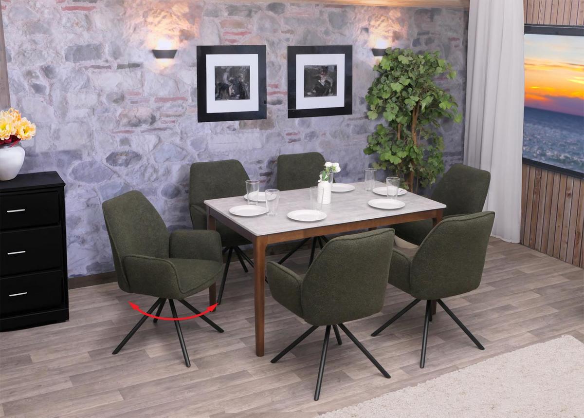 ESSZIMMERSTUHL Grün 6er-Set - Olivgrün/Grün, Textil (60/86/60cm) - MCW
