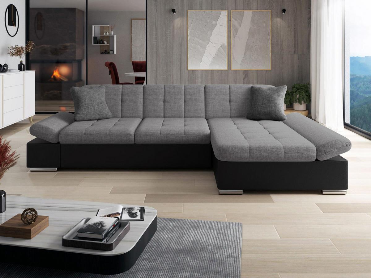 ECKSOFA Malwi, Seite: Rechts - Schieferfarben, Holz/Textil (278/161cm) - MIRJAN24