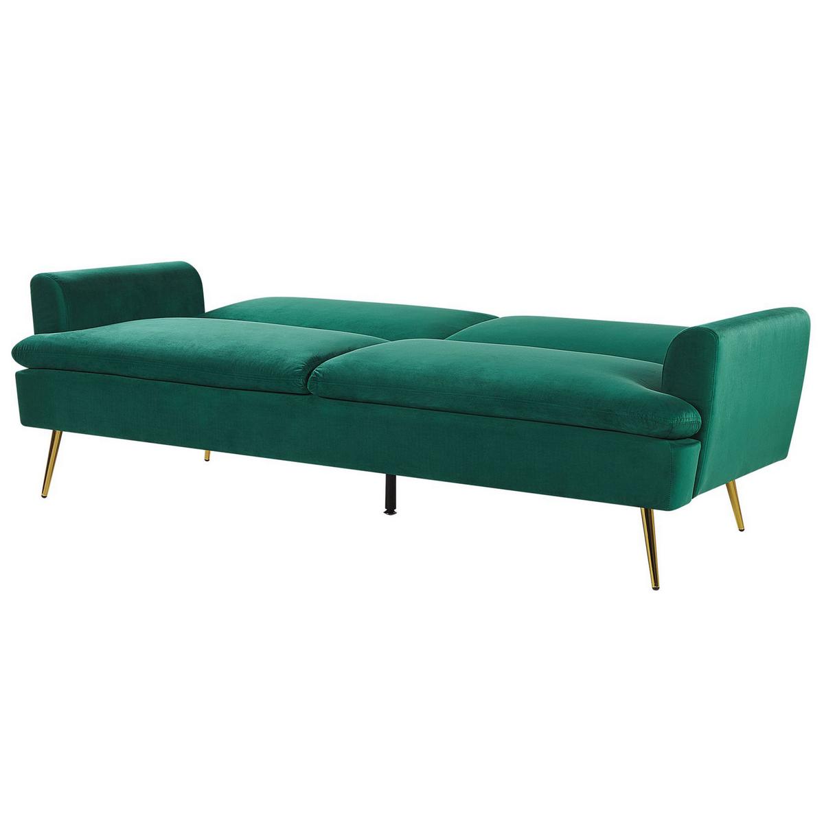 3-SITZER-SCHLAFSOFA Samtstoff Dunkelgrün Vettre - Dunkelgrün, Textil (210/88/84cm) - Beliani