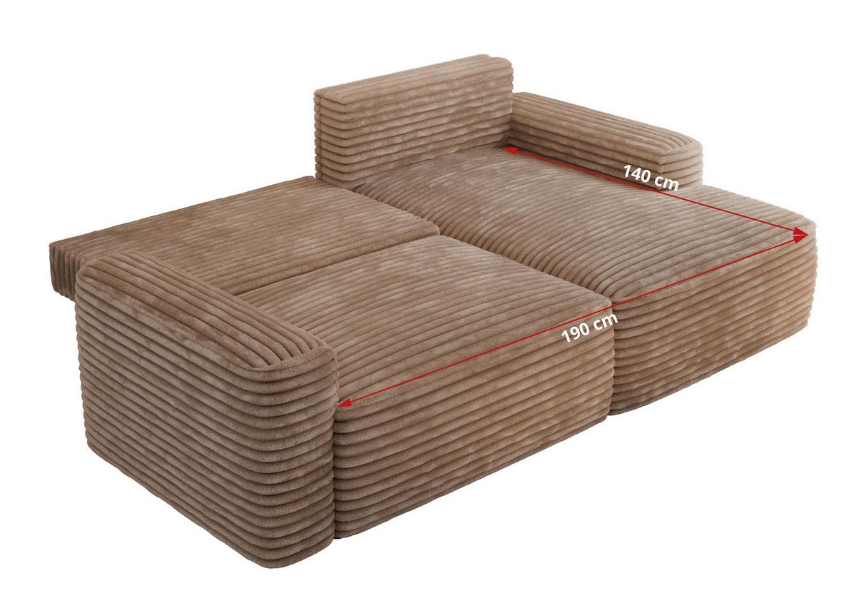 ECKSOFA BELLUNO L Braun Cord - Rechts - Schwarz/Braun, Textil (233/144cm) - MKS