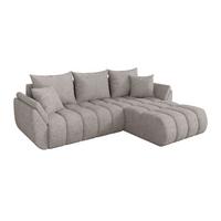 ECKSOFA mit Schlaffunktion Ottomane Rechts TOKO-L-v1 277x194x86 Hellgrau Velours - Hellgrau/Schwarz, Holzwerkstoff/Kunststoff (277/194cm) - ALTDECOR