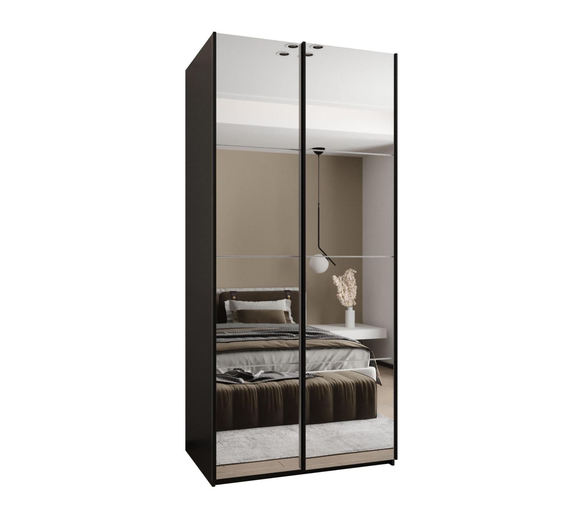 SCHWEBETÜRENSCHRANK 245,5/110/64 2-türig - Schwarz/Weiß, Holz/Metall (110/245/64cm) - Abiks Möbel