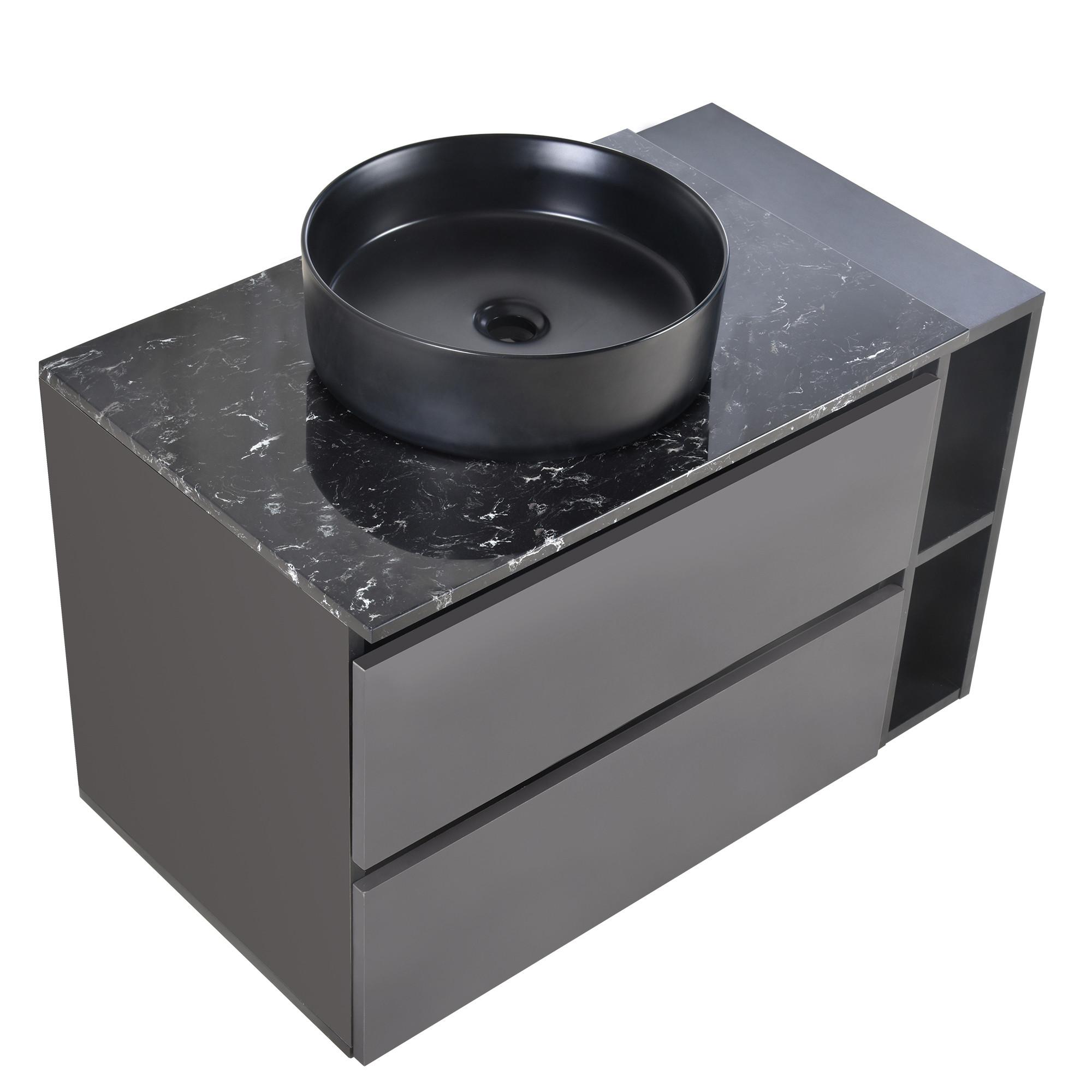 WASCHTISCHKOMBI Schwarz-Grau mit Keramikbecken - Grau, Holzwerkstoff (80/48/44cm) - Urban Meuble