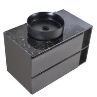 WASCHTISCHKOMBI Schwarz-Grau mit Keramikbecken - Grau, Holzwerkstoff (80/48/44cm) - Urban Meuble