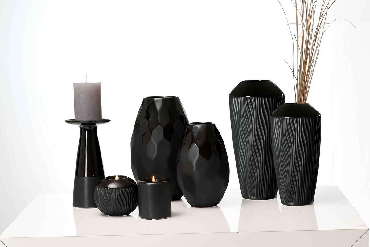 KERZENHALTER Onyx schwarz 22,5 cm 2er Set - Schwarz, Keramik (11.5/22.5/11.5cm) - Ritzenhoff Breker