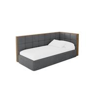 EINZELLBETT Jugendbett mit Bettkasten und Matratze H3/H4, Links - SOVY 90x200 Dunkelgrau - Graphitfarben, Holzwerkstoff/Textil (90/200cm) - ALTDECOR
