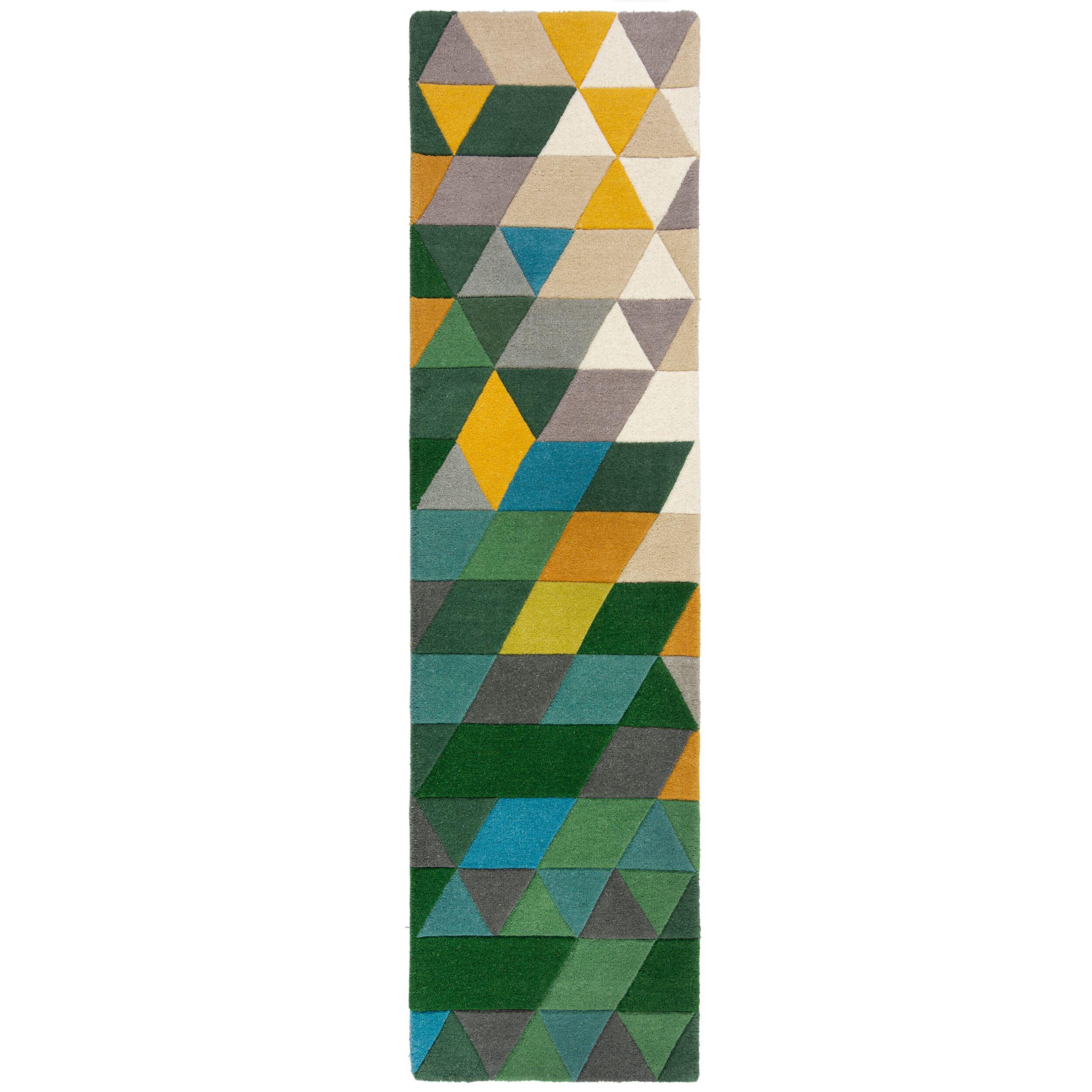 WOLLTEPPICH DERWENT, geometrisch, Grün, 60 x 230 cm - Grün, Textil (60/230cm) - KADIMA DESIGN