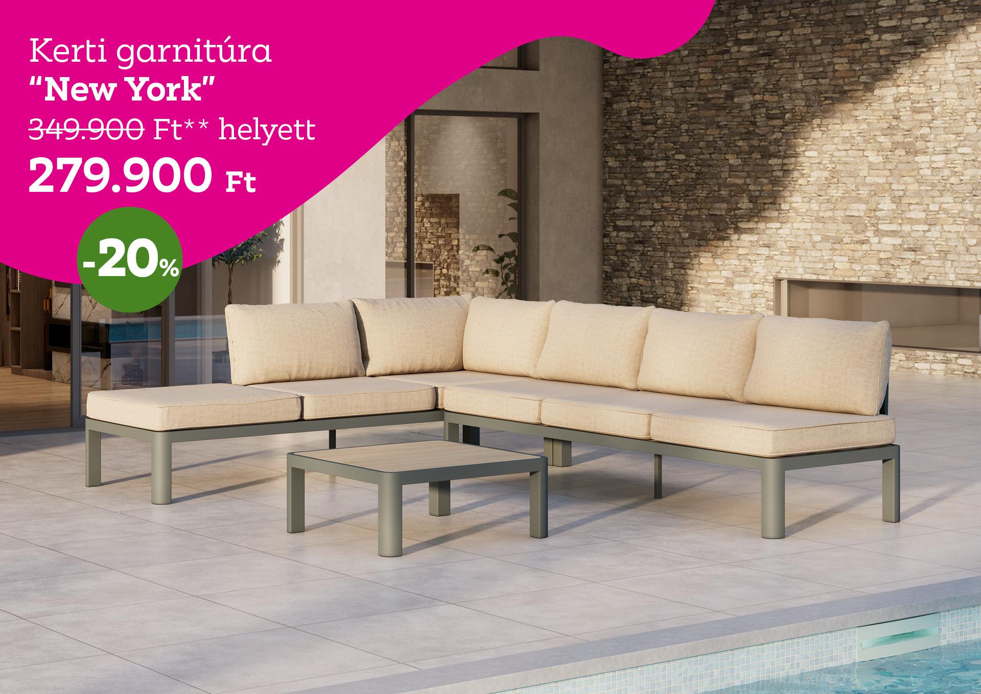 Kerti garnitúra NEW YORK 349900 Forint helyett 279900 Forint, kedvezmény mértéke 20%