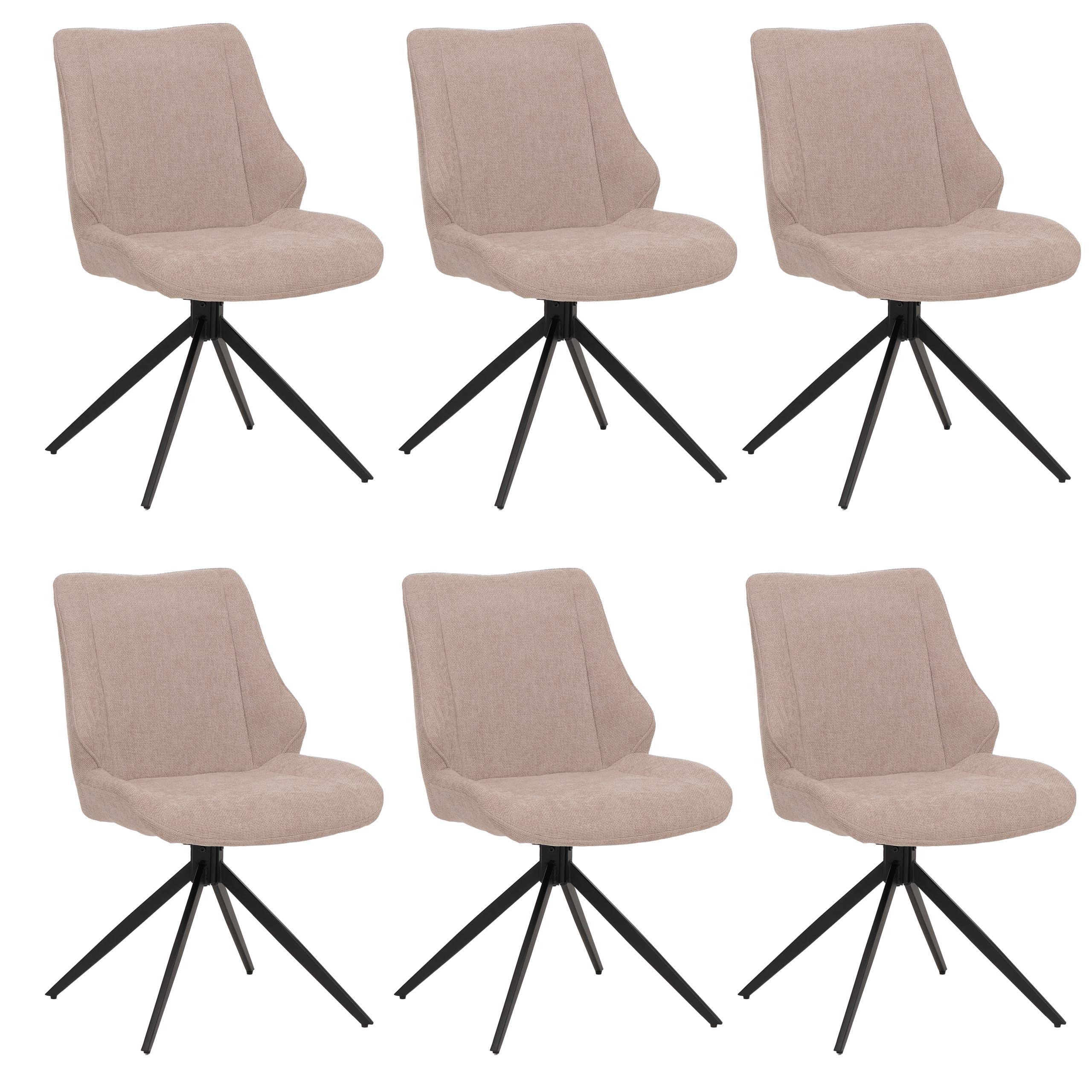 ESSZIMMERSTUHL Schwarz, Beige 6er-Set - Beige/Schwarz, Textil (55/88/62cm) - MCW
