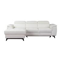ECKSOFA VOLA Weiß Velours-Stoff mit Schlaffunktion - Weiß, Holz (270/175cm) - MASSENO