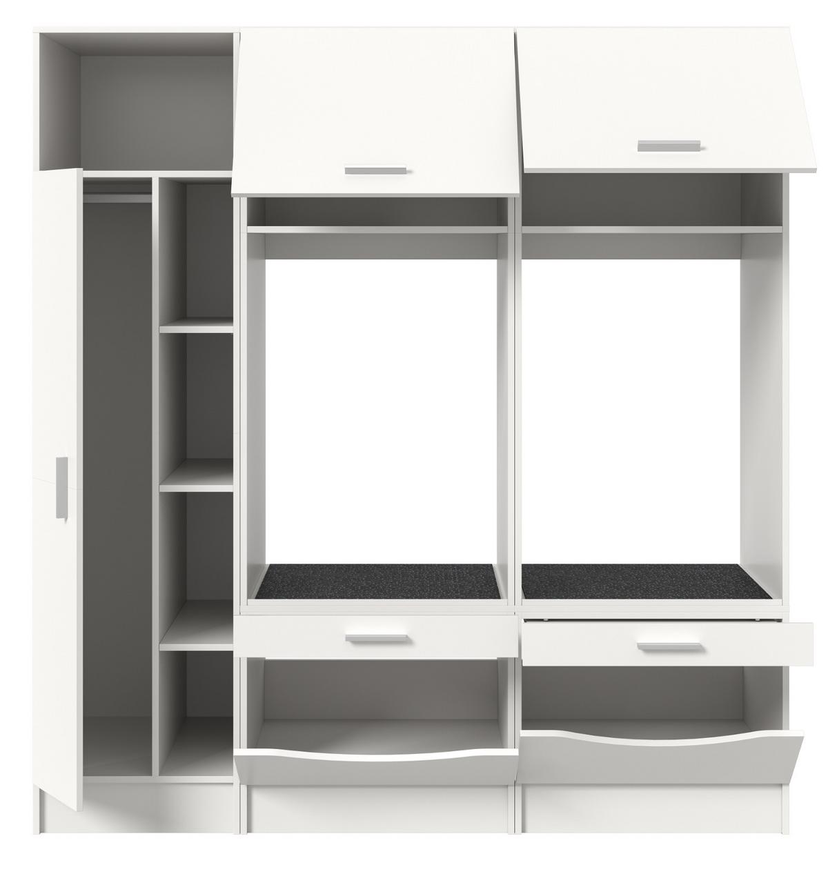 WASCHMASCHINENSCHRANK weiß Set 3-teilig, Waschmaschinenumbau 182 cm mit viel Stauraum - Silberfarben/Weiß, Glas/Holzwerkstoff (182/195/68cm) - Inn.Furn
