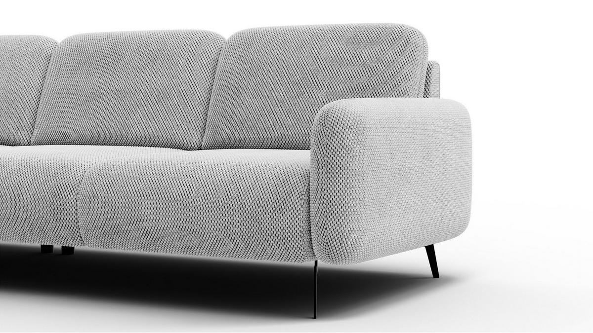 ECKSOFA FEBE 5-Sitzer links, hellgrau - Hellgrau/Schwarz, Holz/Textil (271/190cm) - Wozimo
